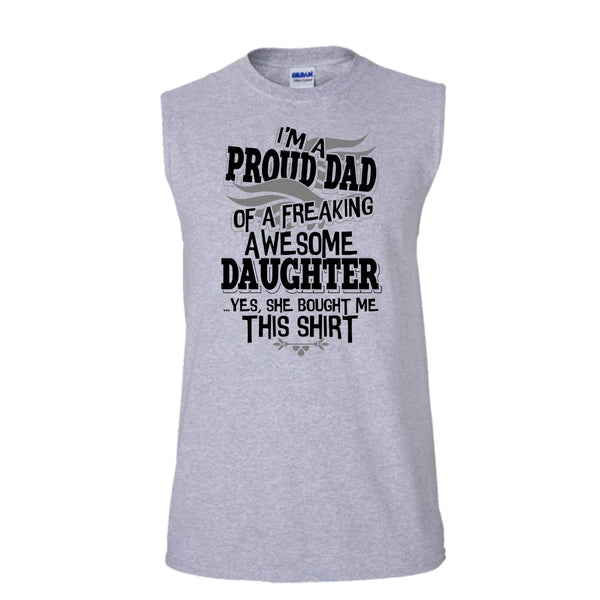I'm A Proud Dad T Shirt, Coolest Dad Ever T Shirt, Awesome t-shirts (Men's Cotton Sleeveless)