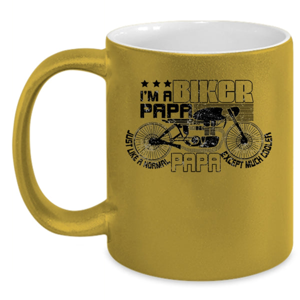 Awesome Biker Papa Coffee Mug, I'm A Biker Papa Accent Mug