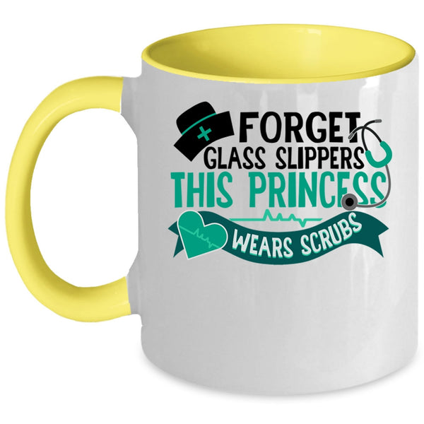 This Princess Wears Scrubs Coffee Mug, Forget Glass Slippers Accent Mug