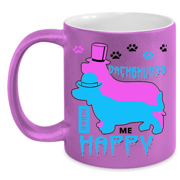 Gift For Dog Lover Coffee Mug, Dachshunds Make Me Happy Accent Mug