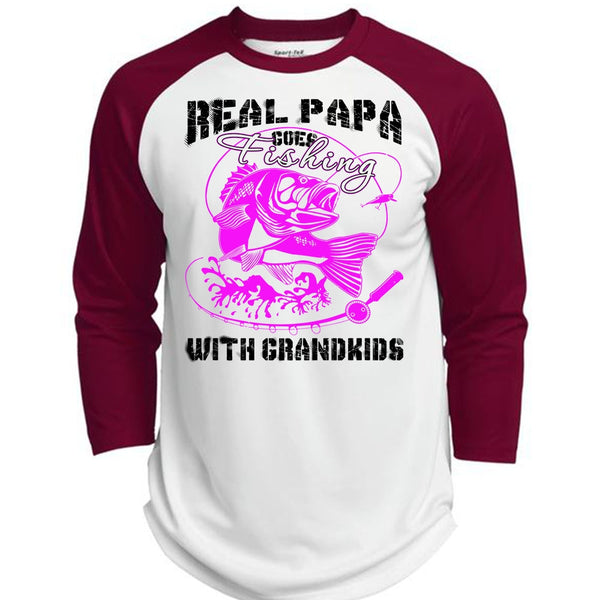 Real Papa Goes Fishing With Grandkids T Shirt, Being A Daddy T Shirt, Awesome T-Shirts  (Polyester Game Baseball Jersey)