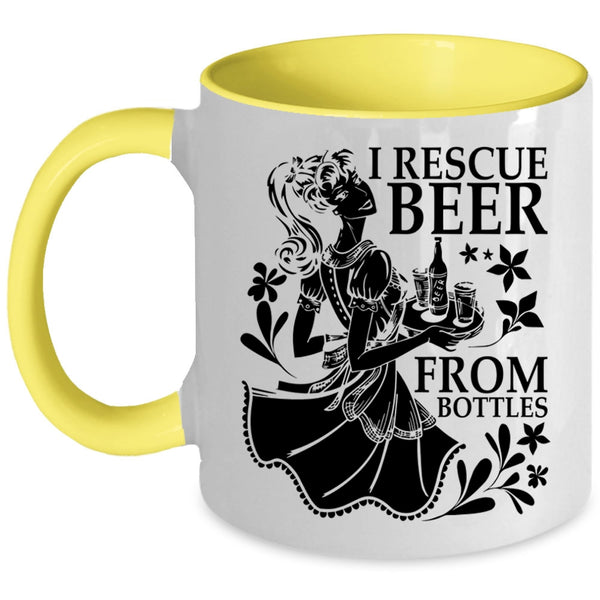 Cute Beer Drinker Coffee Mug, I Rescue Beer From Bottles Accent Mug