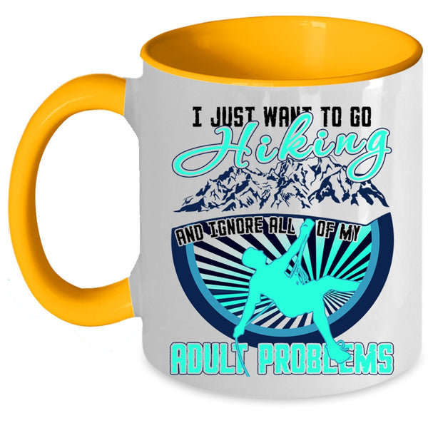 I Love Hiking Coffee Mug, I Just Want To Go Hiking Accent Mug