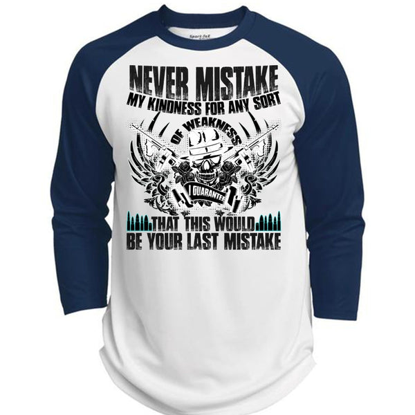 Never Mistake My Kindness T Shirt, I Love Veteran T Shirt, Awesome T-Shirts  (Polyester Game Baseball Jersey)