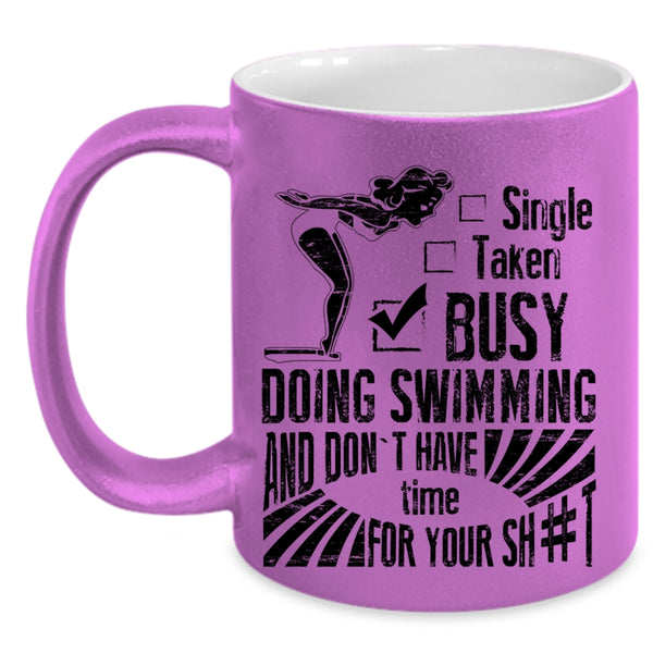 Busy Doing Swimming Coffee Mug, Relationship Status Accent Mug