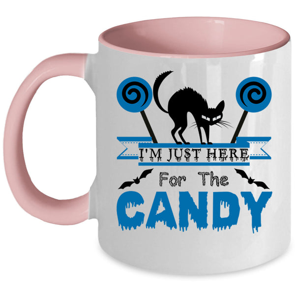Cute Cats Coffee Mug, I'm Just Here For The Candy Accent Mug