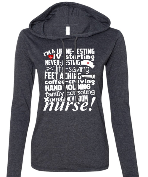 Emergency Room Nurse T Shirt, I Love Nursing T Shirt (Anvil Ladies Ringspun Hooded)