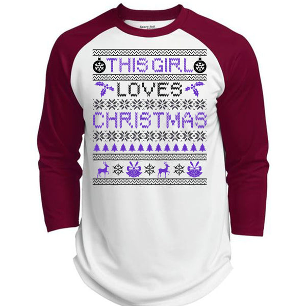 This Girl Loves Christmas T Shirt, Noel Christmas T Shirt, Awesome T-Shirts  (Polyester Game Baseball Jersey)