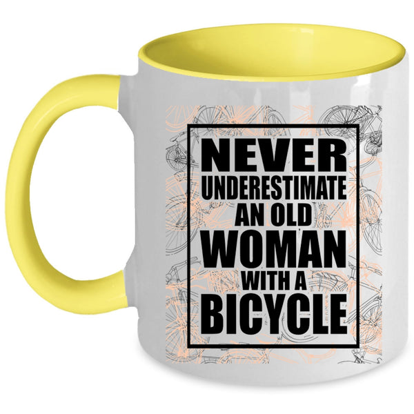 Funny Grandmas Coffee Mug, An Old Woman With A Bicycle Accent Mug