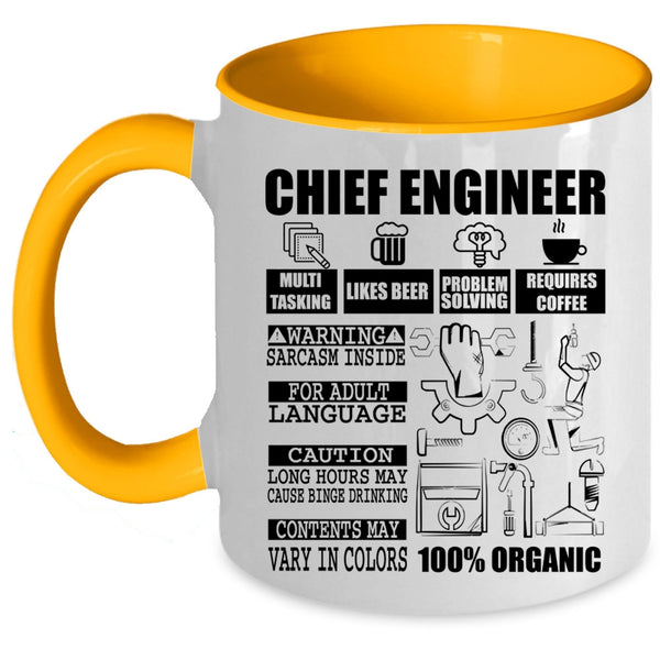 Cool Gift For Engineers Coffee Mug, Chief Engineer Accent Mug