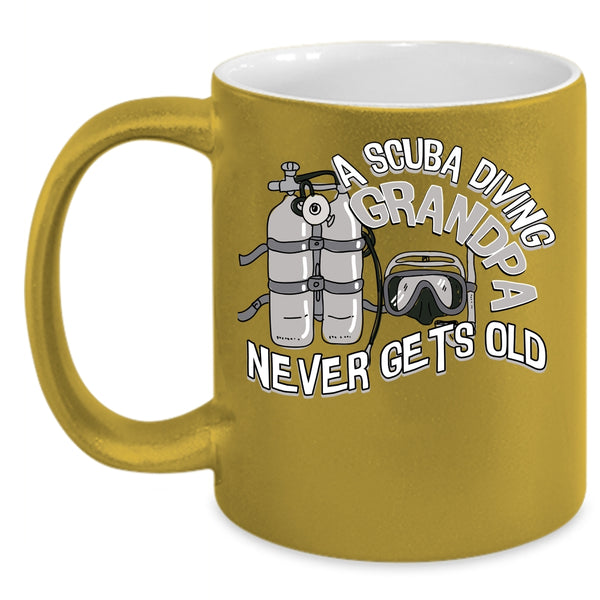 A Scuba Diving Grandpa Never Gets Old Coffee Mug, Cool Grandpa Coffee Cup