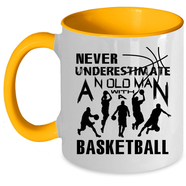 Cool Basketball Coffee Mug, An Old Man With A Basketball Accent Mug