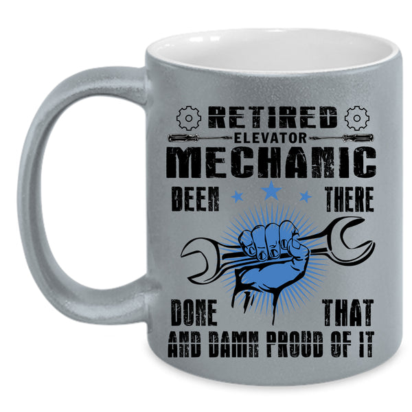 Cool Retirement Coffee Mug, Retired Elevator Mechanic Accent Mug