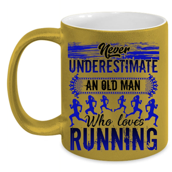 Funny Gift For Grandpas Coffee Mug, An Old Man Loves Running Accent Mug
