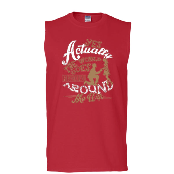 Revolve Around My Wife T Shirt, I Love My Wife Tank Top (Men's Cotton Sleeveless)