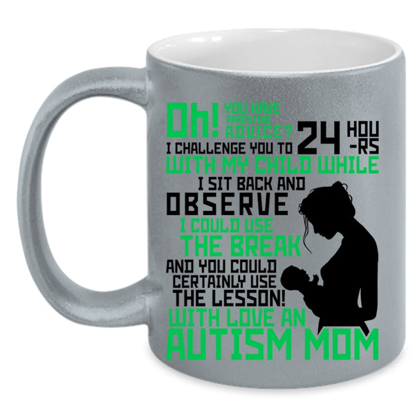 Cute Mom Coffee Mug, Love An Autism Mom Accent Mug