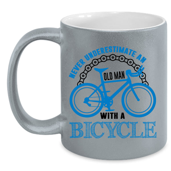 Cool Grandpas Coffee Mug, An Old Man With A Bicycle Accent Mug