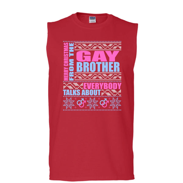 Merry Christmas From The Gay brother T Shirt, Coolest Gay Brother T Shirt, Cool T Shirt (Men's Cotton Sleeveless)