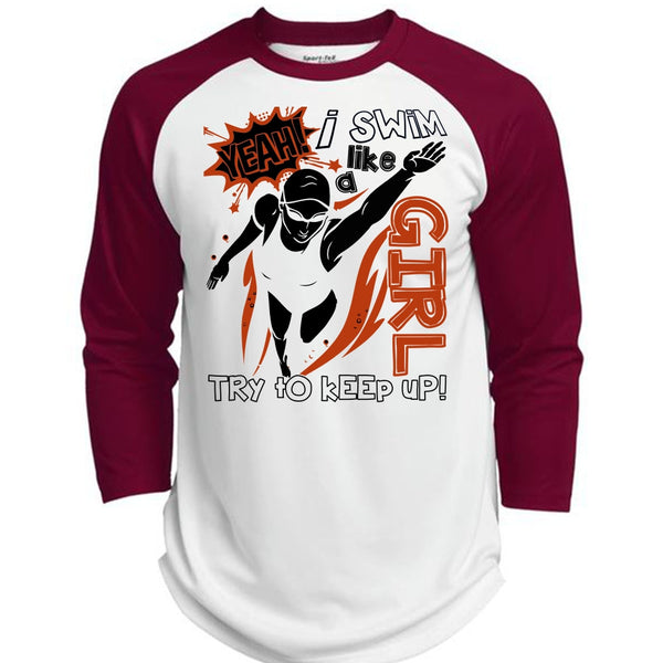 I Swim Like A Girl T Shirt, I Love Swimming T Shirt, Awesome T-Shirts  (Polyester Game Baseball Jersey)