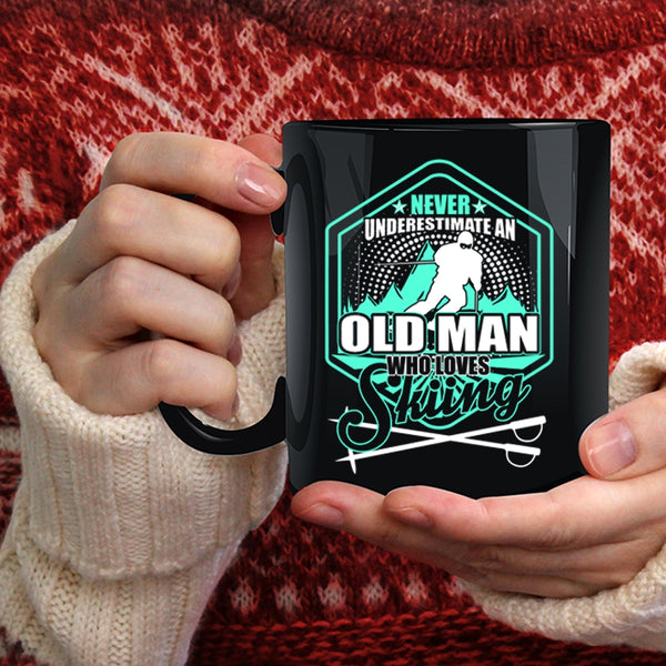 Old Man Loves Skiing Coffee Mug, Cool Grandpa Coffee Cup