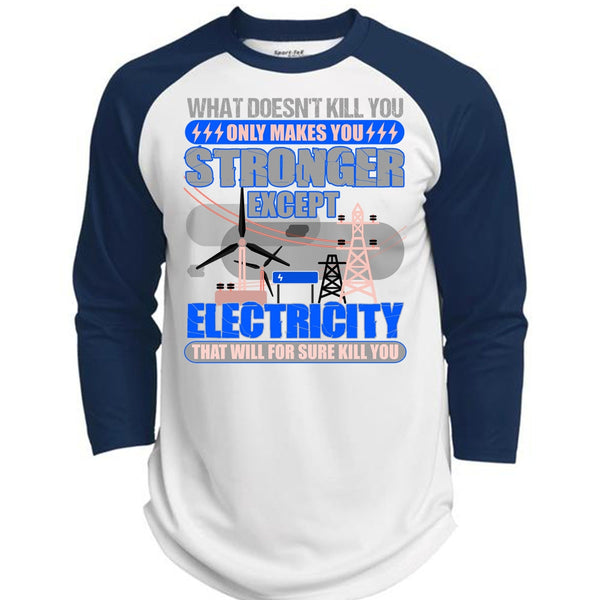 Stronger Except Electricity T Shirt, Being An Electrician T Shirt, Awesome T-Shirts  (Polyester Game Baseball Jersey)