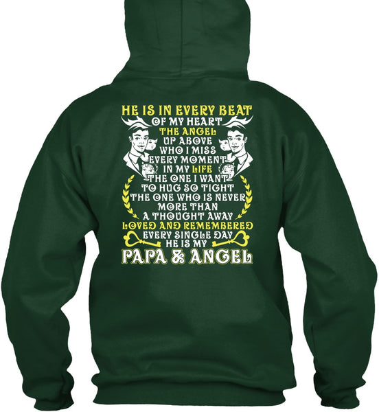 He Is In Every Beat Of My Heart T Shirt, Papa And Angel T Shirt