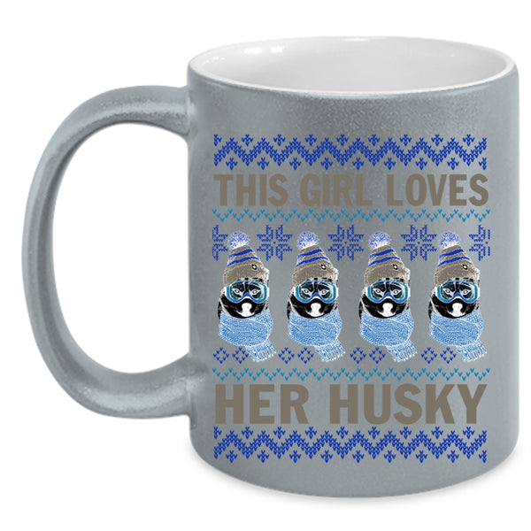 Cute Husky Lover Coffee Mug, This Girl Loves Her Husky Accent Mug