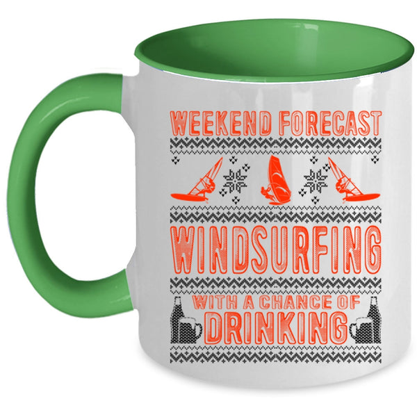 Chance Of Drinking Coffee Mug, Weekend Forecast Windsurfing Accent Mug