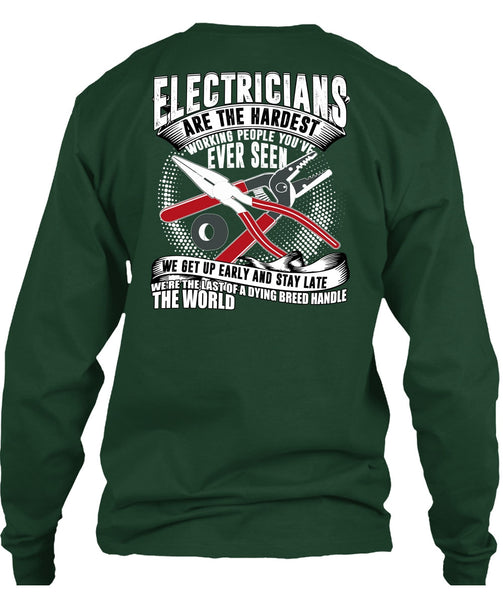 Electricians Are The Hardest Working T Shirt, Dying Breed Handle T Shirt