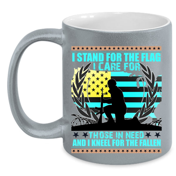 Cool American Flag Coffee Mug, I Stand For The Flag Accent Mug