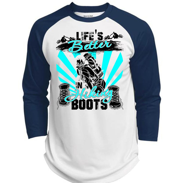 Life's Better In Hiking Boots T Shirt, I Love Hiking T Shirt, Awesome T-Shirts  (Polyester Game Baseball Jersey)