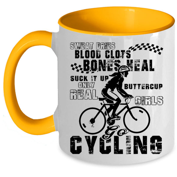 Cute Daughter Coffee Mug, Only Real Girls Go Cycling Accent Mug