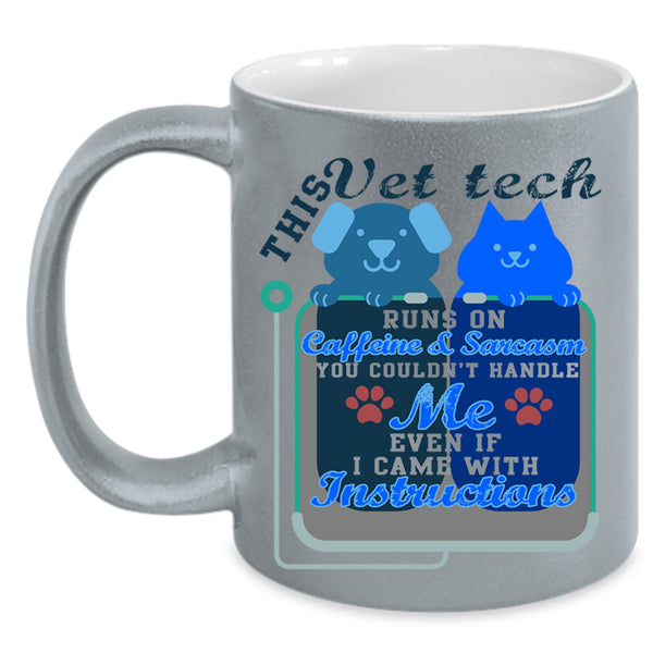 Cute Vet Tech Coffee Mug, This Vet Tech Runs On Caffeine Accent Mug
