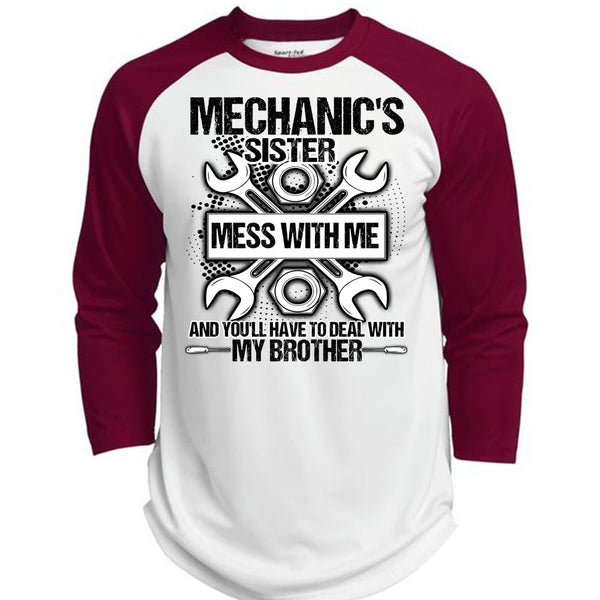 Mechanic's Sister T Shirt, I Love Mechanic T Shirt, Awesome T-Shirts  (Polyester Game Baseball Jersey)