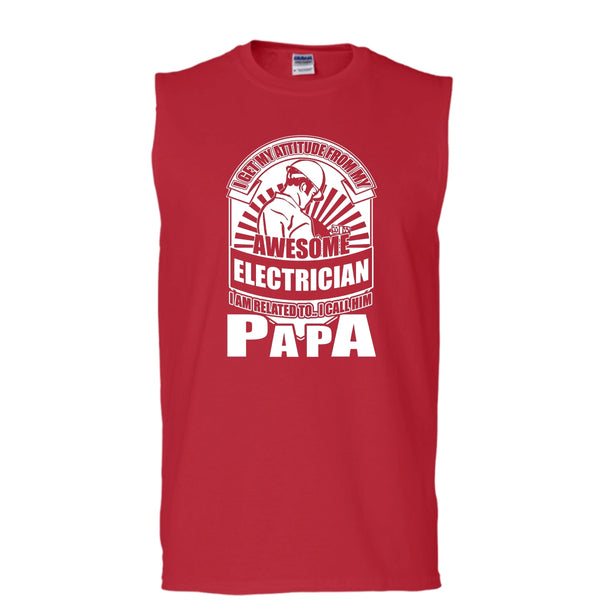 Awesome Electrician T Shirt, I Call Him Papa Tank Top (Men's Cotton Sleeveless)