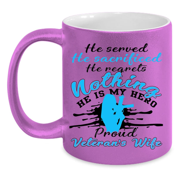 I Love Veteran Coffee Mug, Proud Veteran's Wife Accent Mug