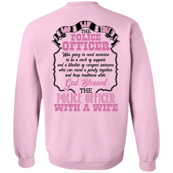 I Love Police T Shirt, God Blessed The Police Officer With A Wife Sweatshirt