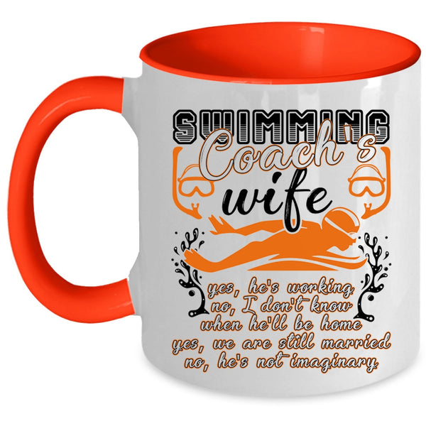 Cool Just Married Coffee Mug, Swimming Coach's Wife Accent Mug
