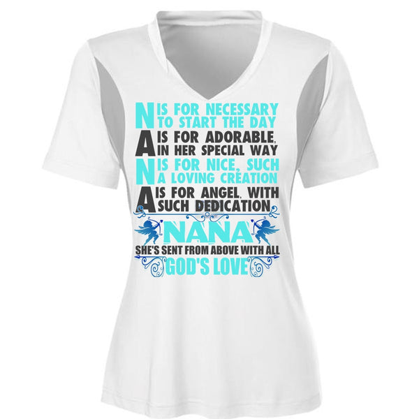 Nana Is For Necessary To Start The Day T Shirt, Being A Nana T Shirt, Cool Shirt (Ladies LS Heather V-Neck)