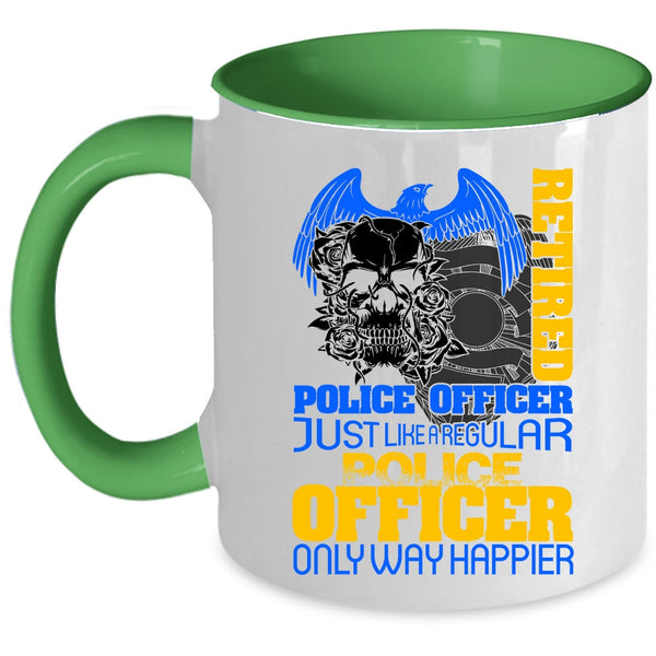 Happy Police Officer Coffee Mug, Retired Police Officer Accent Mug