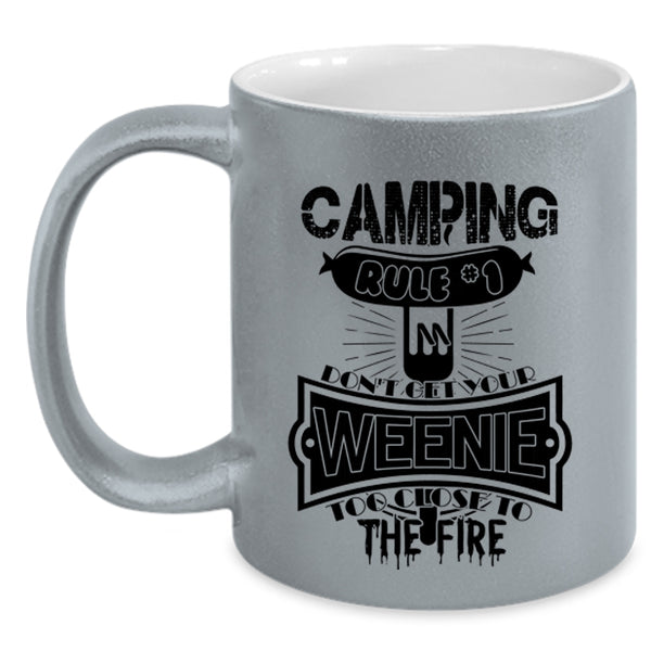 Funny Gift For Camper Coffee Mug, Camping Rule Accent Mug