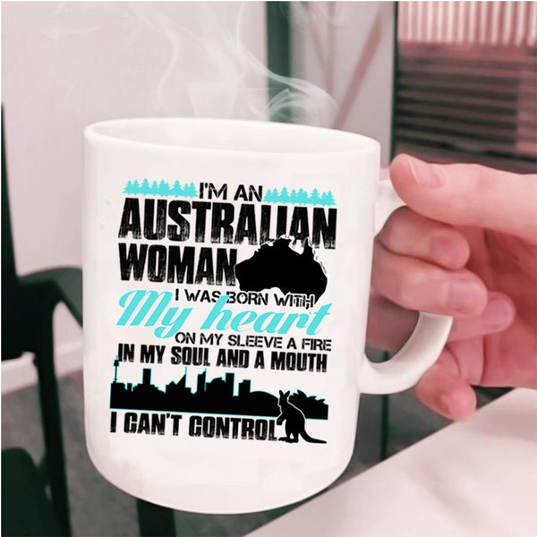 I Was Born With My Heart Coffee Mug, I'm An Australian Woman Cup