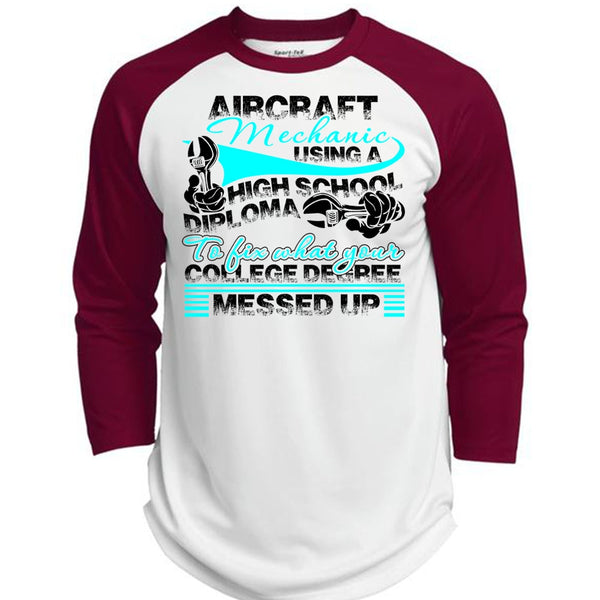 Aircraft Mechanic Using A High School T Shirt, I Love Mechanic T Shirt, Awesome T-Shirts  (Polyester Game Baseball Jersey)