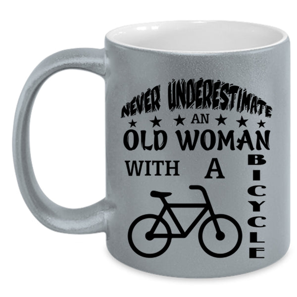 Awesome Grandmother Coffee Mug, An Old Woman With A Bicycle Accent Mug