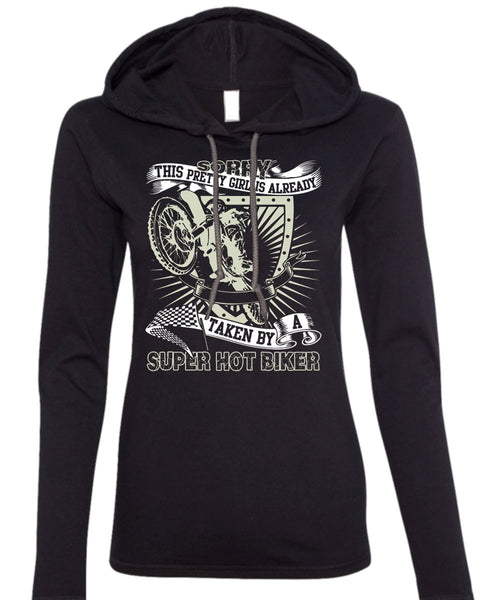 Taken By A Hot Biker T Shirt, Being A Biker T Shirt (Anvil Ladies Ringspun Hooded)