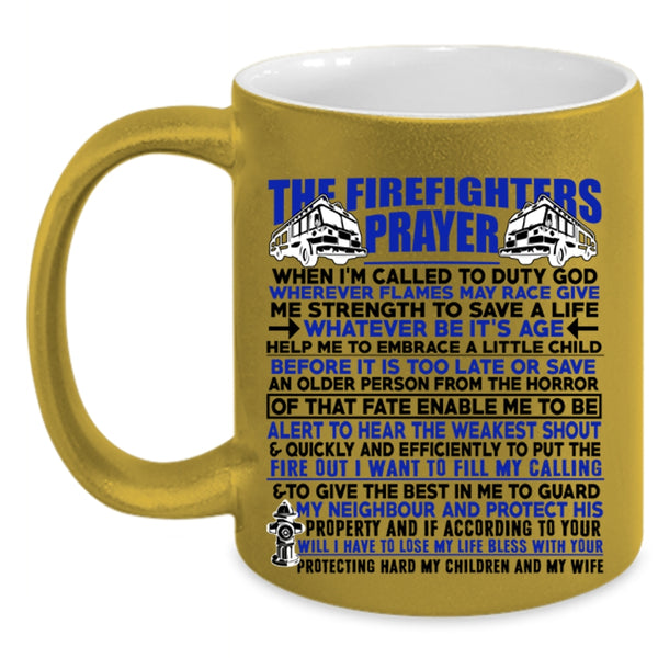 Cute Fireman Coffee Mug, The Firefighters Prayer Accent Mug