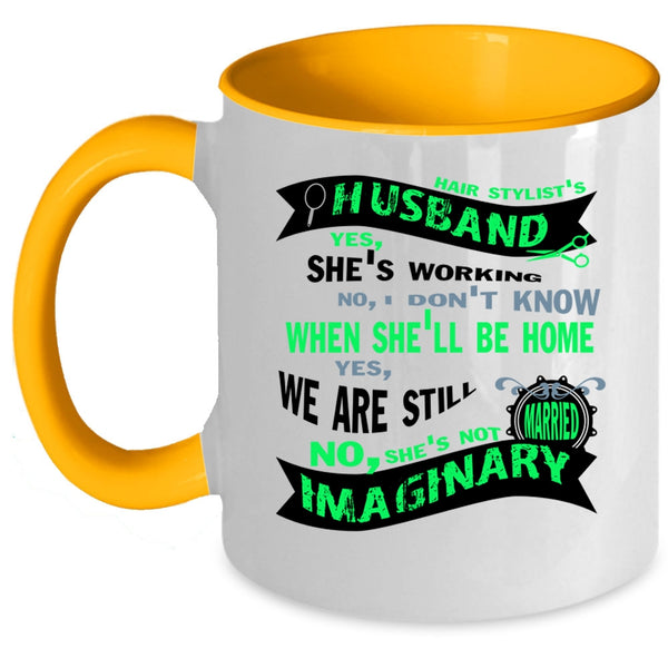 Cool Just Married Coffee Mug, Hair Stylist's Husband Accent Mug