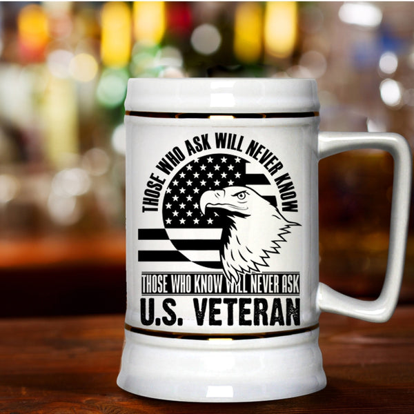 Gift For Veteran's Day Beer Stein 22oz, U.S Veteran Beer Mug