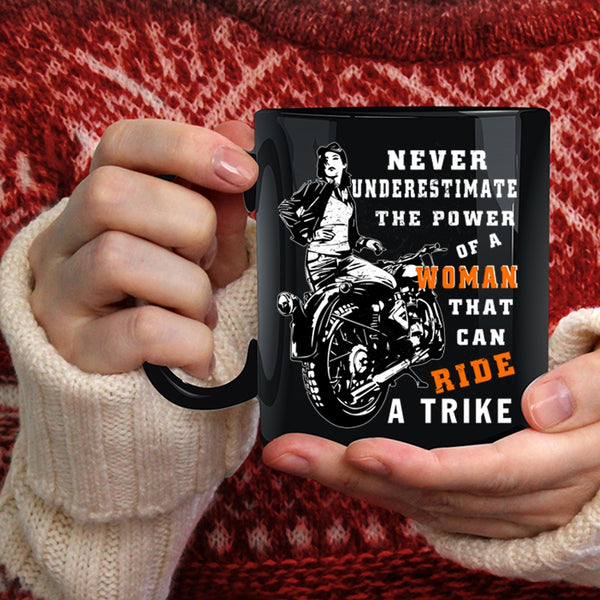 The Power Of A Woman Can Ride A Trike Coffee Mug, Cool Lady Coffee Cup