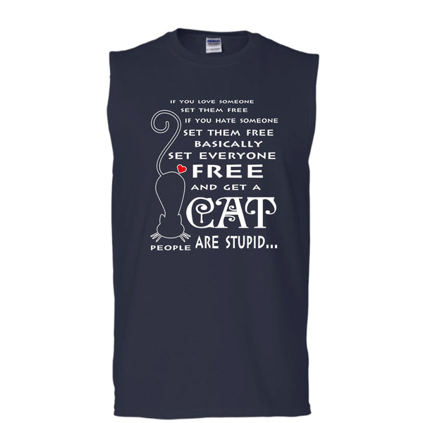 Set Them Free Basically Set Everyone Free Shirt, And Get A Cat Shirt (Men's Cotton Sleeveless)